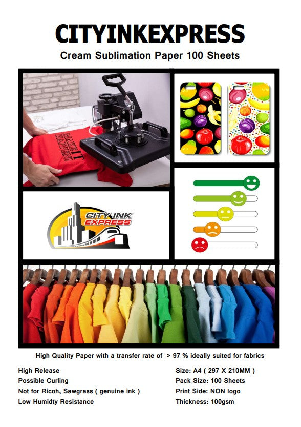 Sublimation Paper for Epson ET-2871 – 128gsm White Transfer Sheets (A4 & Mug)
by Cityinkexpress
