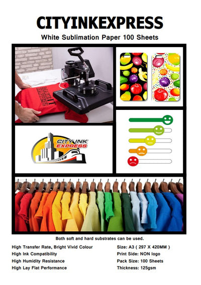 A3 White Sublimation Paper 128gsm 420mm x 297mm Heat Transfer