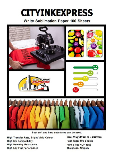 Mug Size White Sublimation Paper 128gsm 240mm x 100mm Heat Transfer